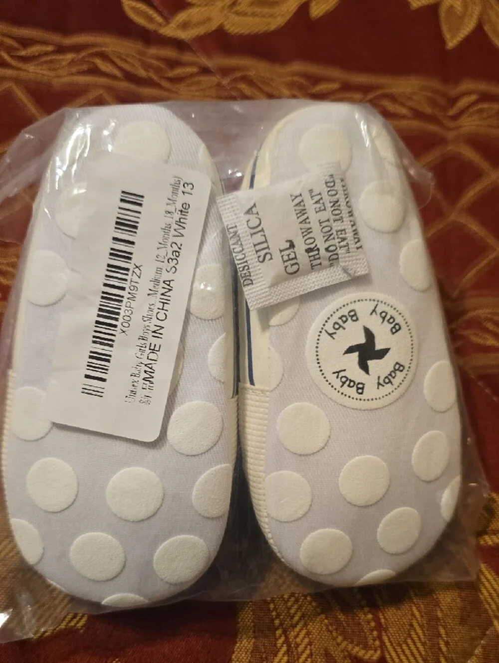 Baby White Canvas Sneakers with Multicolor Accents (Size 19]